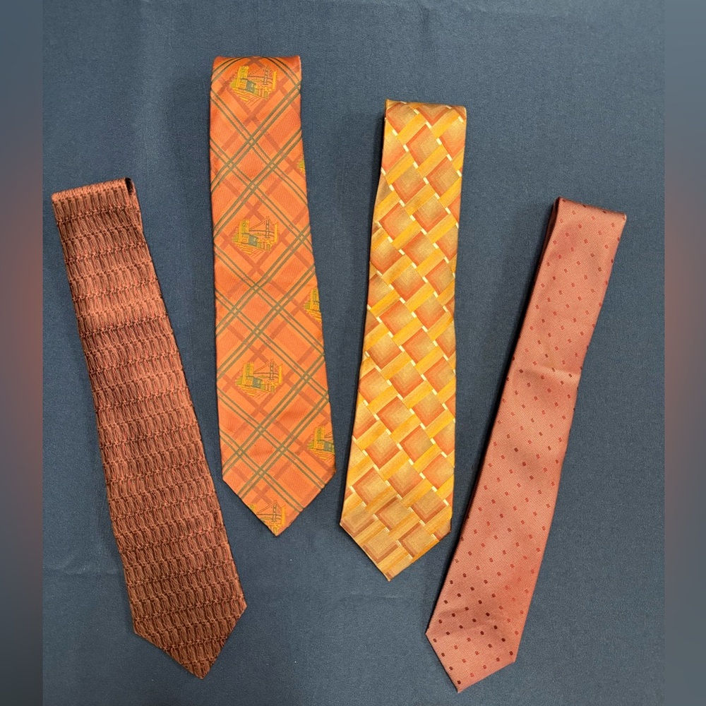 Elegant Orange and Brown Tie Set